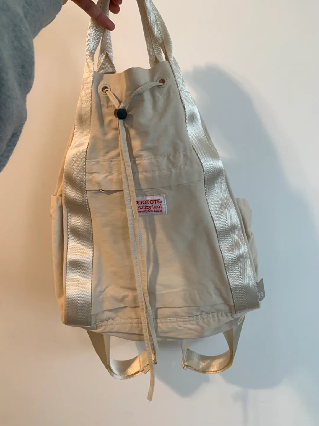 Japanese ROOTOTE Utility Tool Backpack - Beige thumbnail