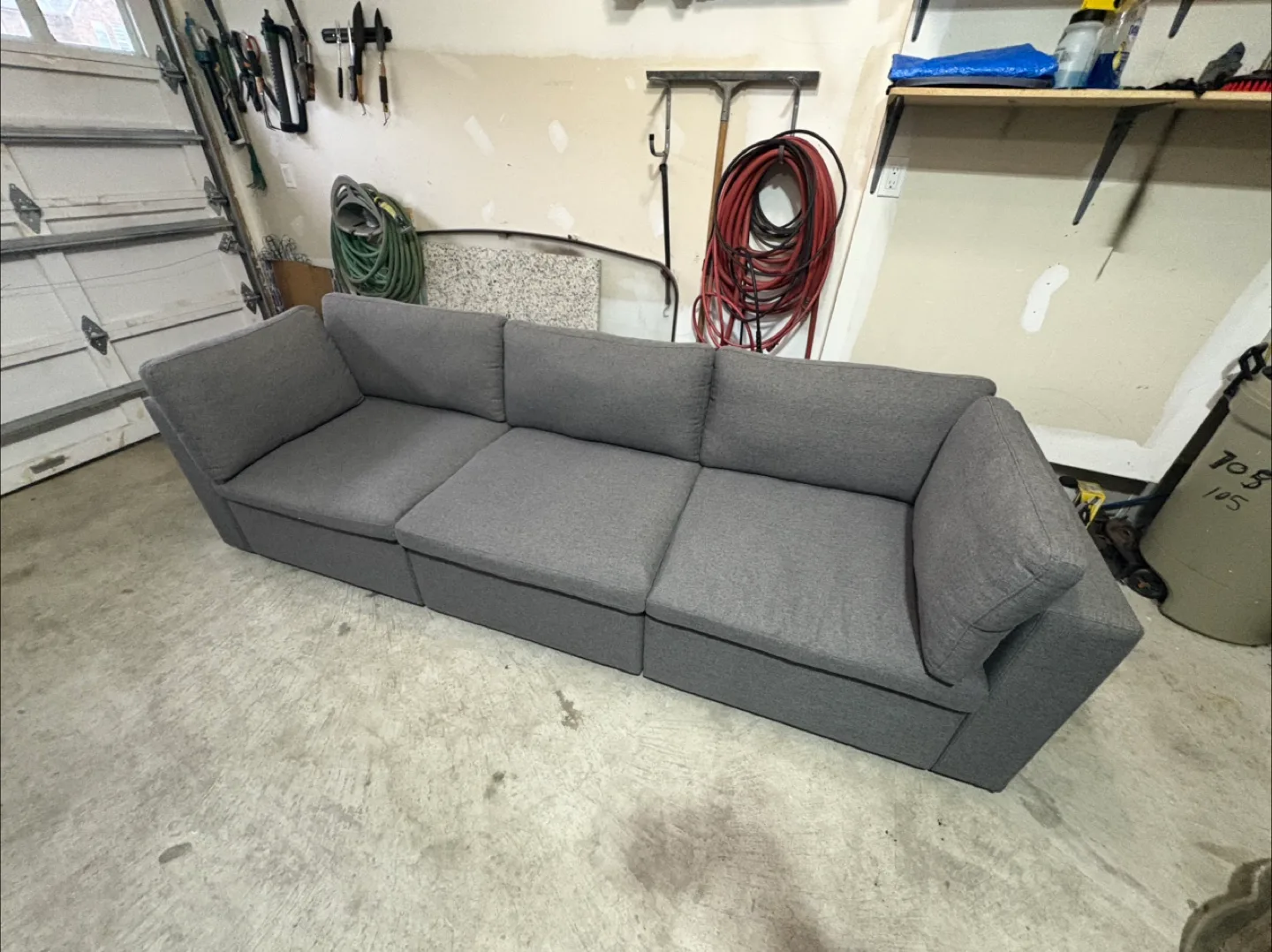 FREE DELIVERY✅• LARGE GREY MODULAR 3 SEATER COUCH / SOFA thumbnail