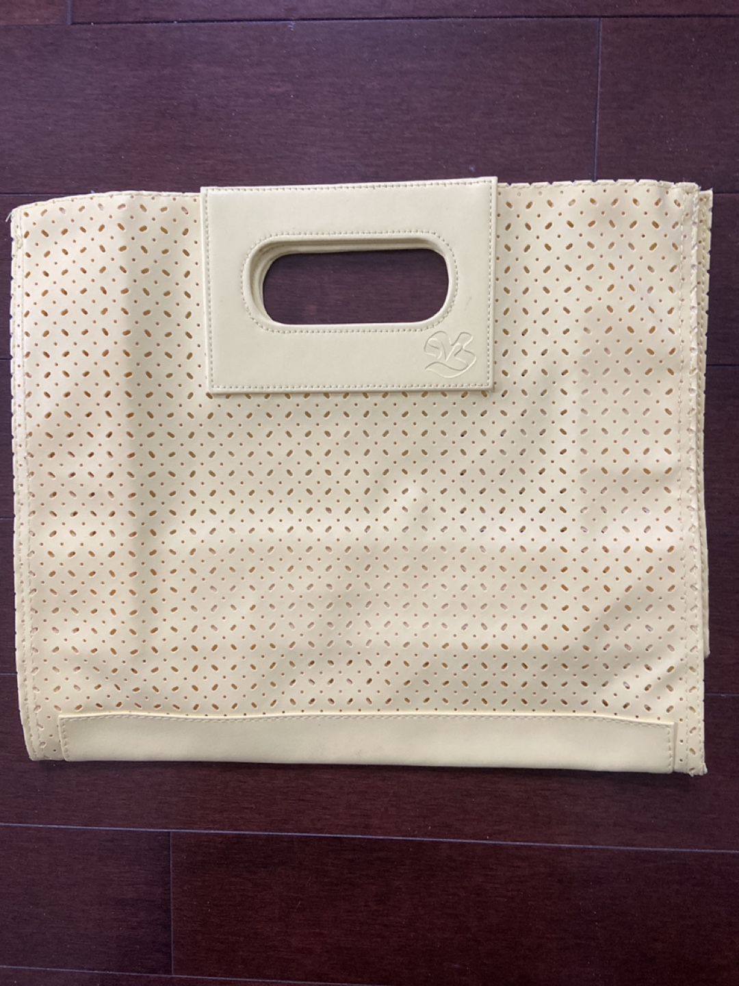 The Bay Pale Yellow Perforated Handbag