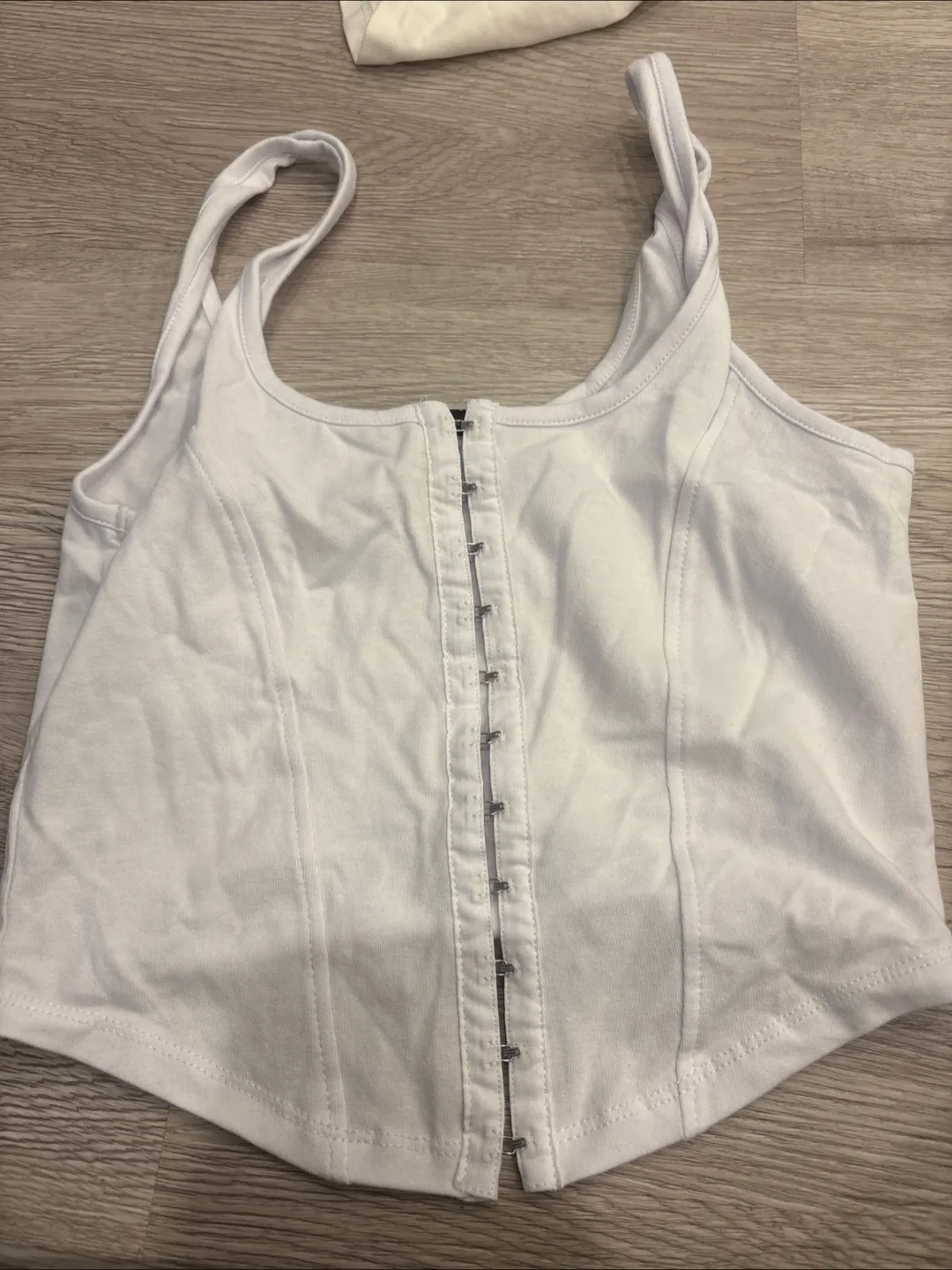 Ambiance White Corset Crop Top - Size Small