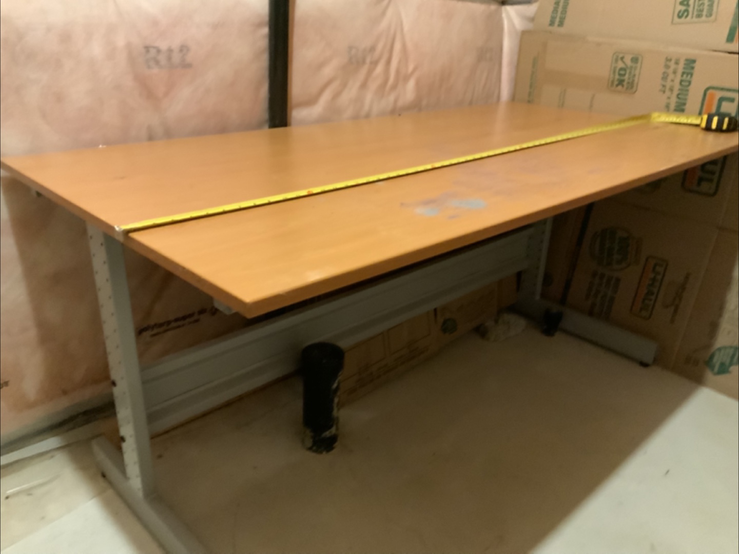 Office Desk - Light Wood Laminate Top, Metal Frame