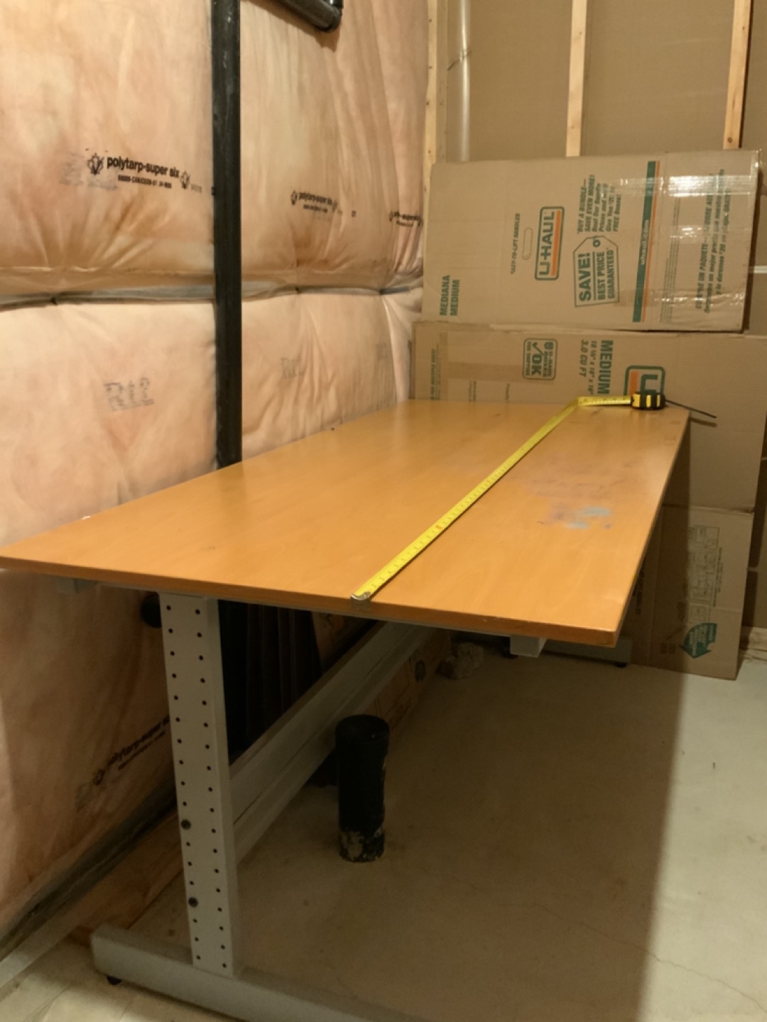 Office Desk - Light Wood Laminate Top, Metal Frame - photo 2