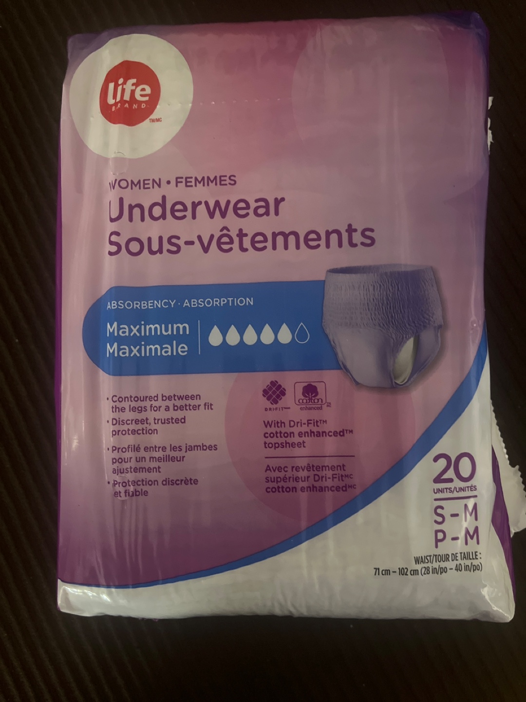 Life Brand Women's Underwear Maximum Absorbency S-M