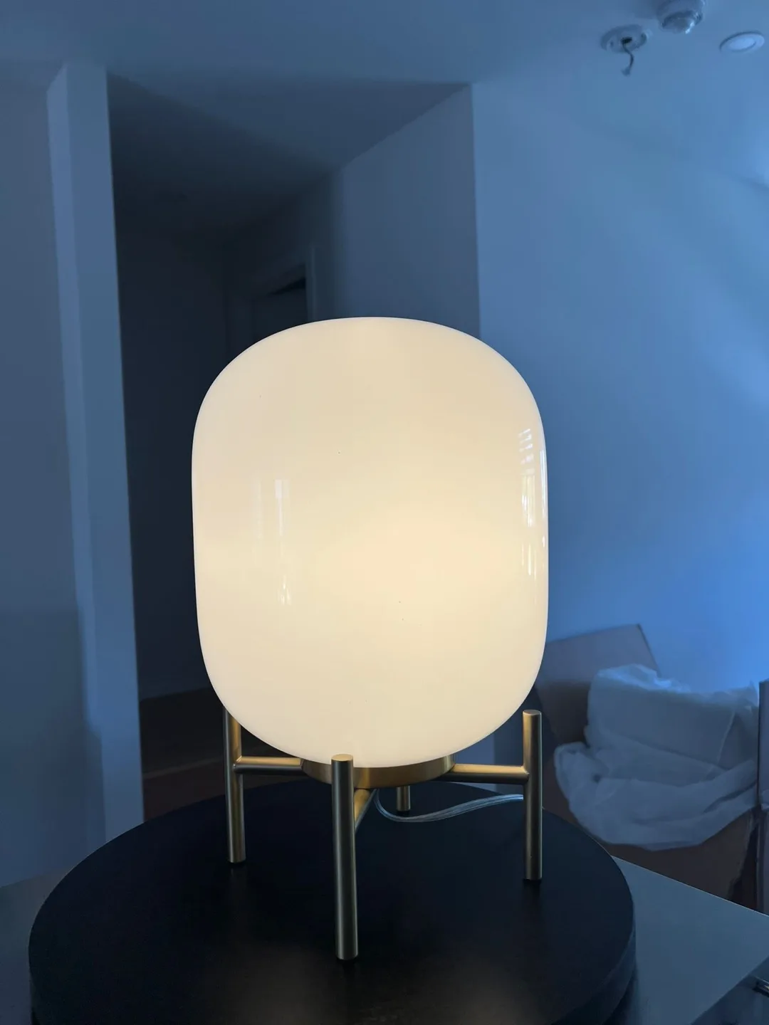 Danae Metal Novelty Lamp - Opaline Glass & Brass thumbnail