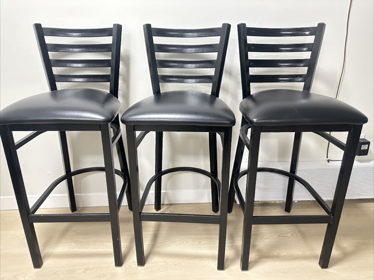 Set of 3 Black Bar Stools