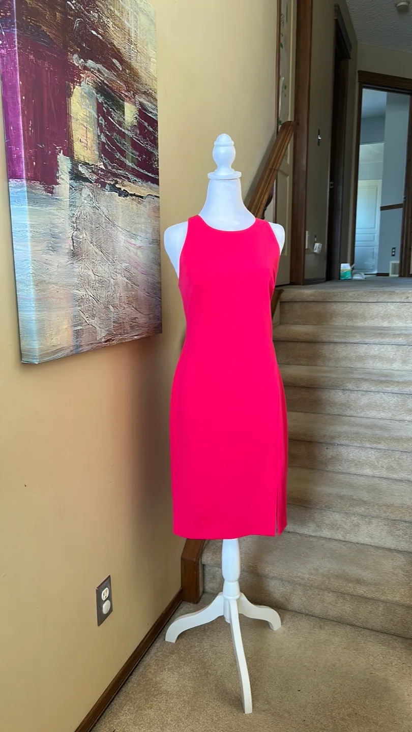 Hot Pink Sleeveless Midi Dress (size 8) thumbnail