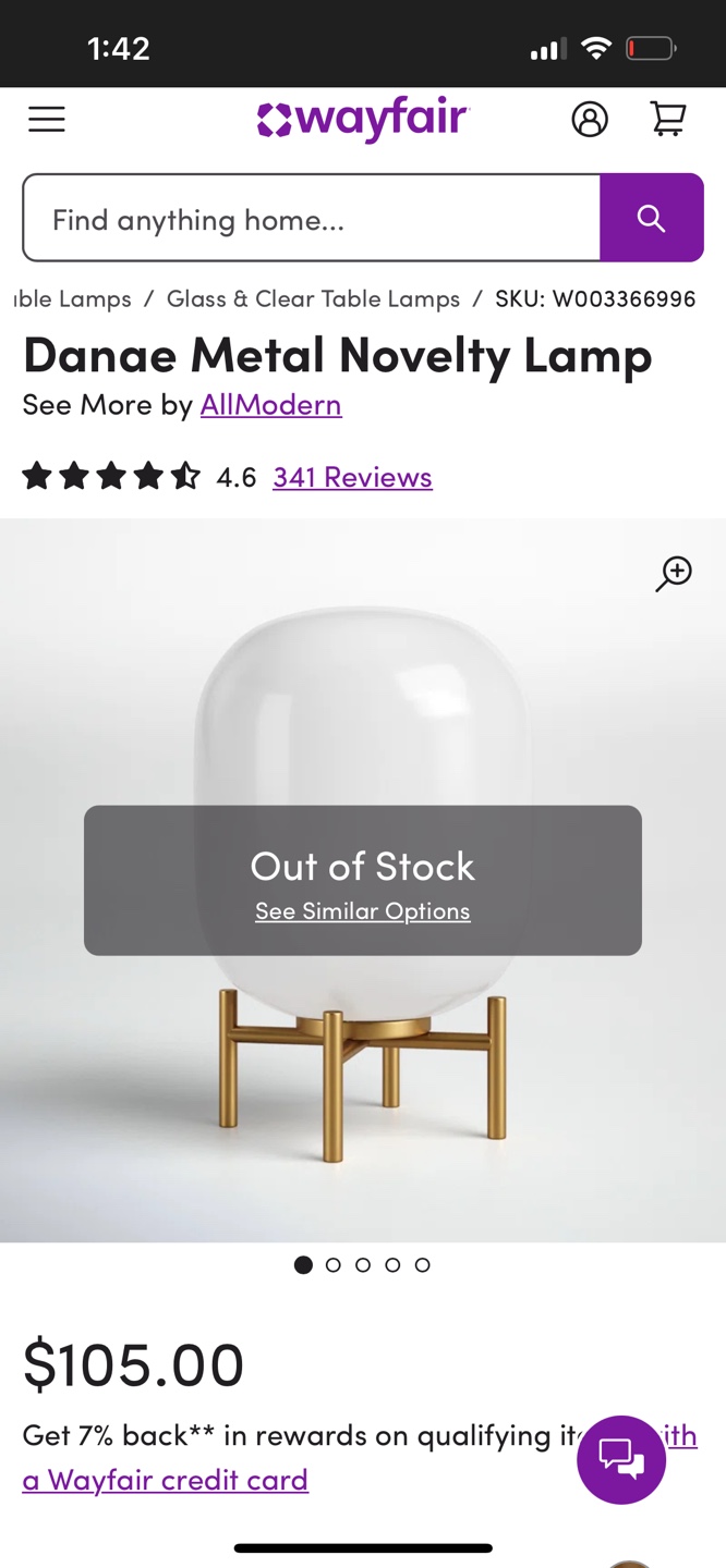 Danae Metal Novelty Lamp - Opaline Glass & Brass - photo 3