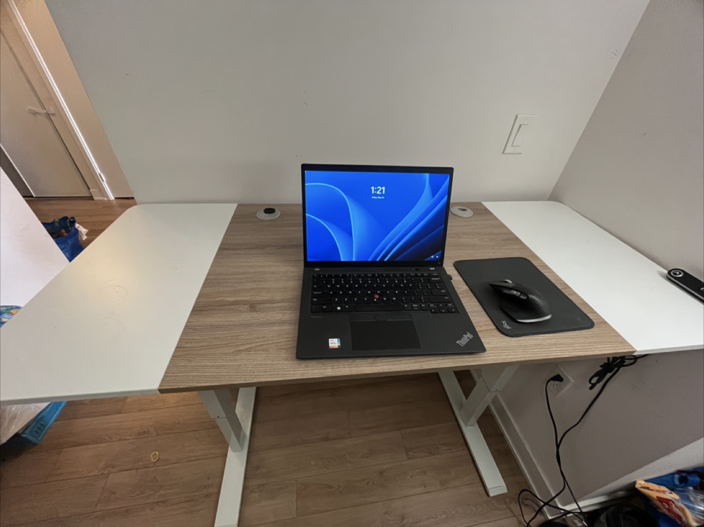 Electric Standing Desk - White and Wood