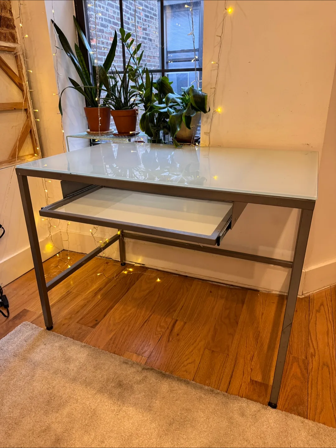 Glass Top Computer Desk with Keyboard Tray thumbnail