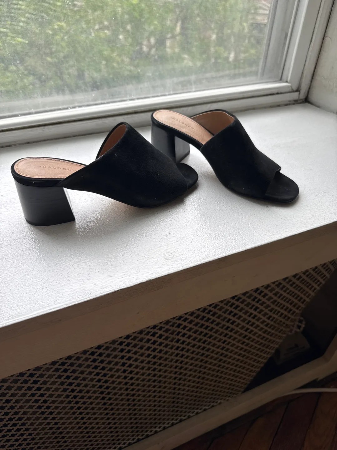 Halogen Black Suede Block Heel Mules image indicator(2)