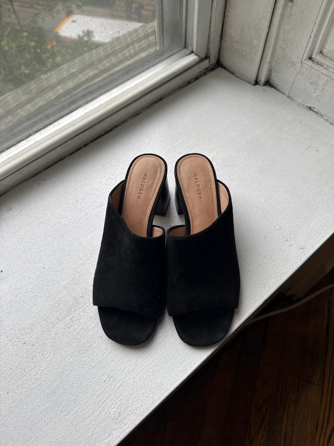 Halogen Black Suede Block Heel Mules image indicator(3)