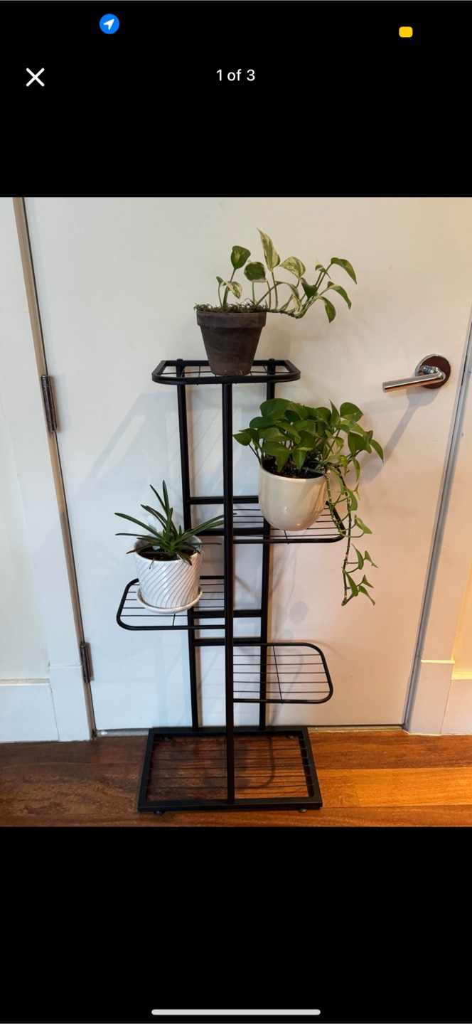 Black Metal Plant Stand with Four Shelves