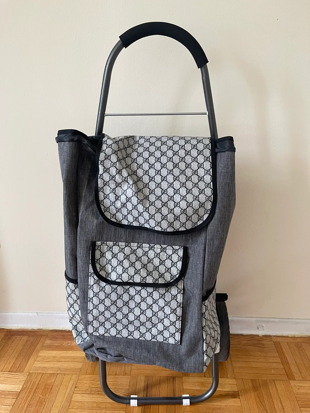 Grey and Black Shopping Cart with Wheels