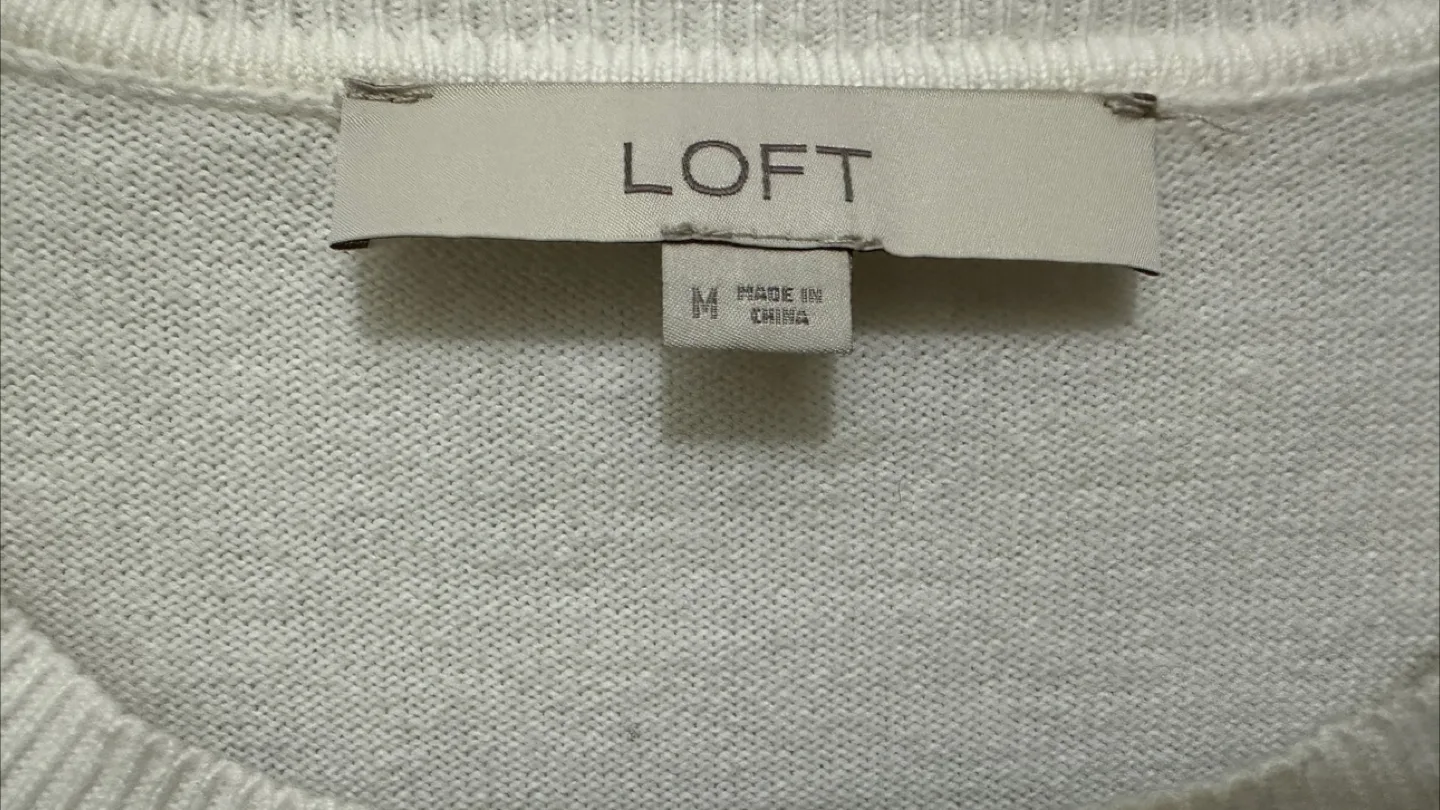 LOFT Cream Lace Detail Sweater - Size Medium image indicator(3)