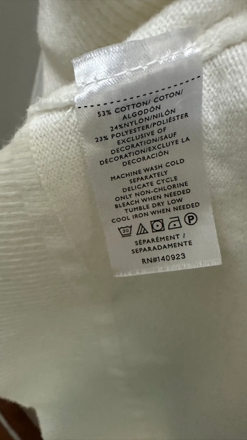 LOFT Cream Lace Detail Sweater - Size Medium image indicator(5)