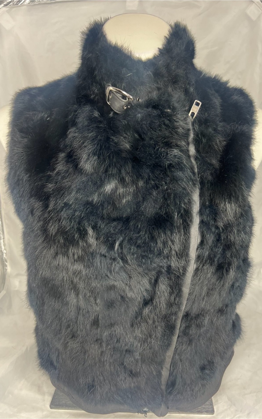 Saks Fifth Avenue Black Rabbit Fur Vest