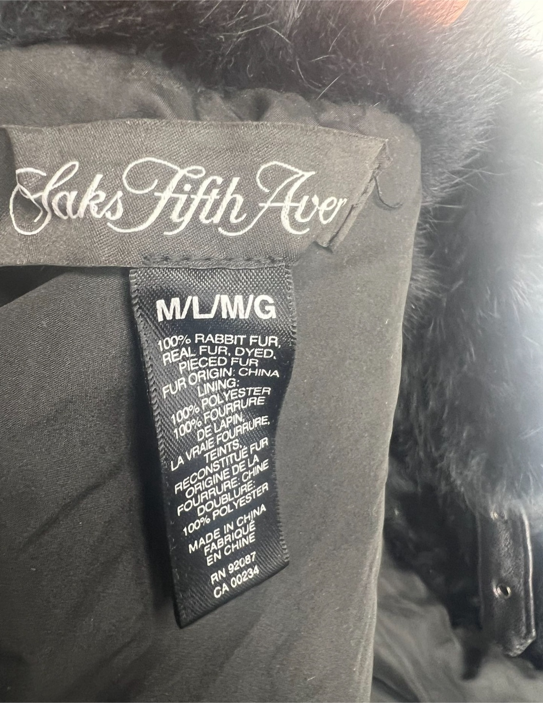 Saks Fifth Avenue Black Rabbit Fur Vest - photo 4