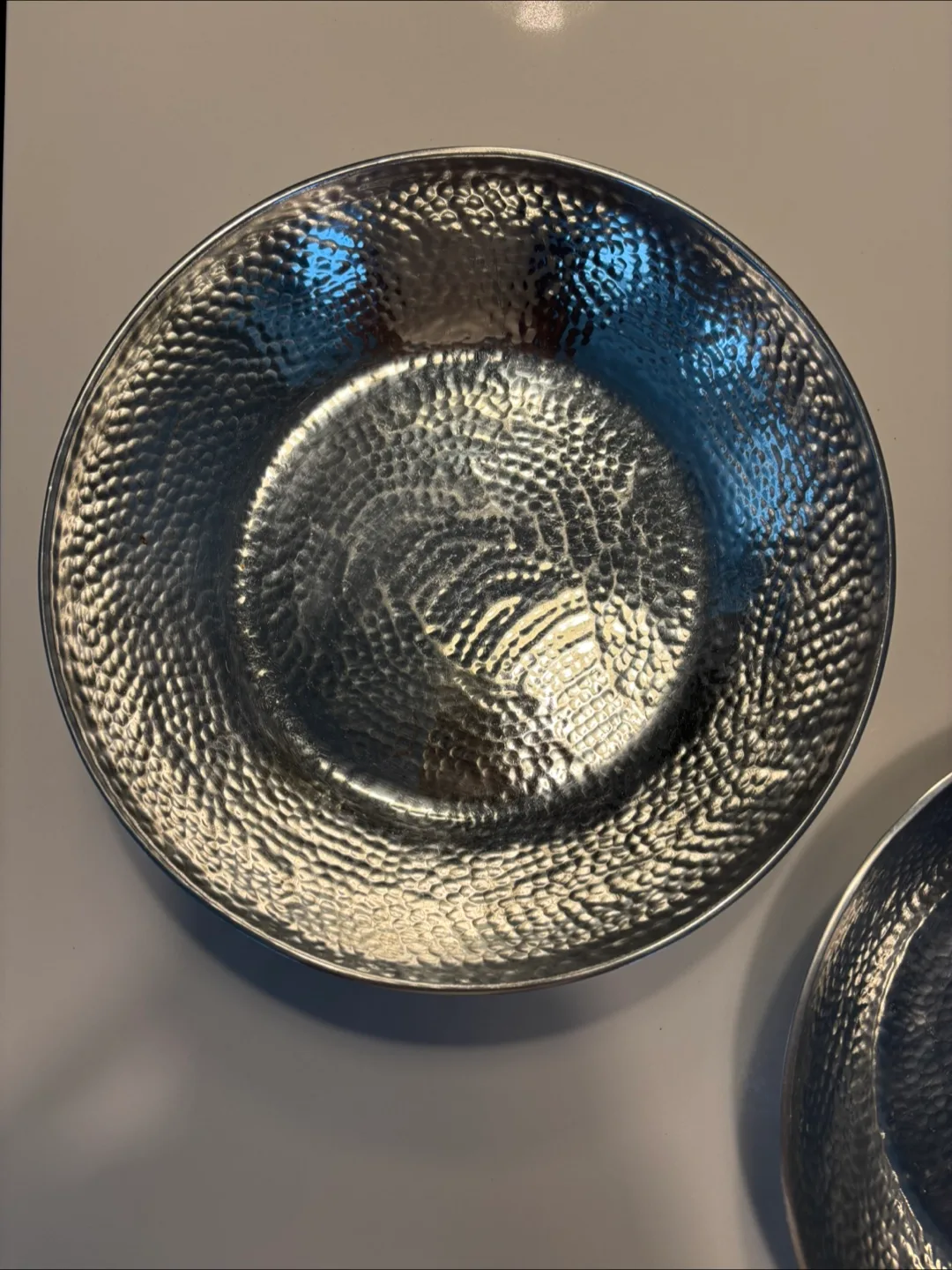 Set of Two Hammered Pewter Decorative Bowls thumbnail