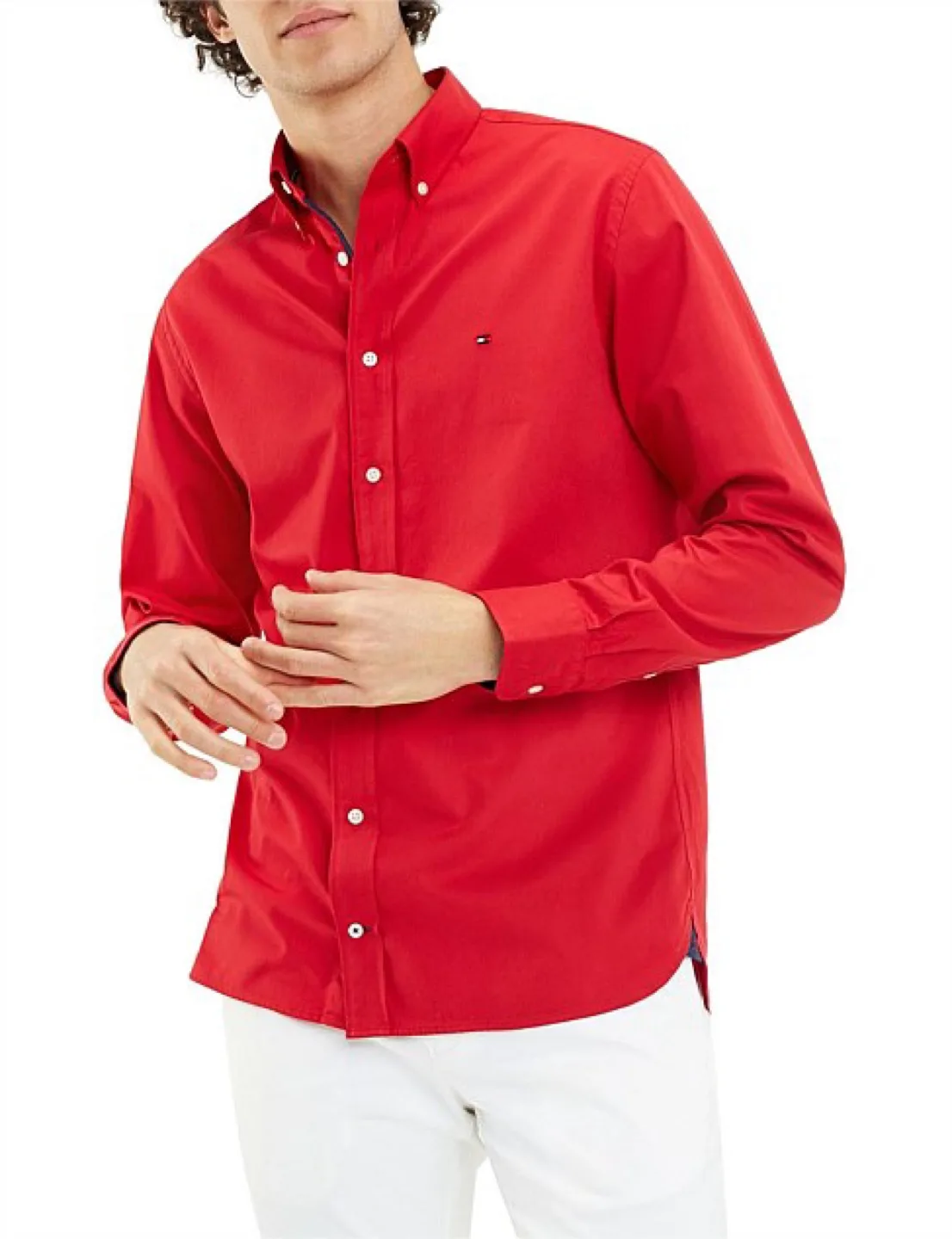 New Tommy Hilfiger Men's Red Long Sleeve Oxford Shirt - Size L thumbnail