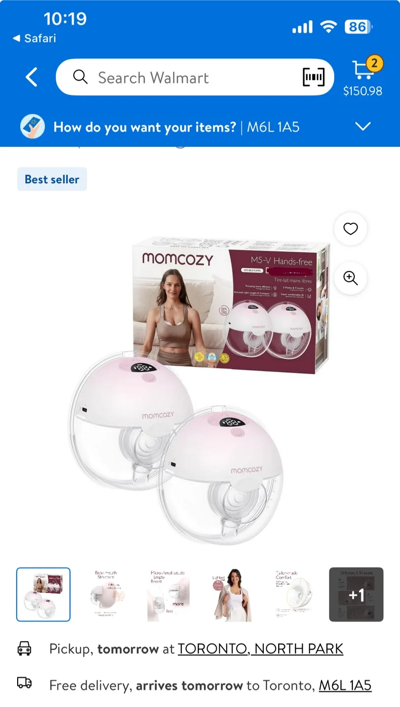 Momcozy M5 Hands-Free Wearable Breast Pump - New in Box thumbnail