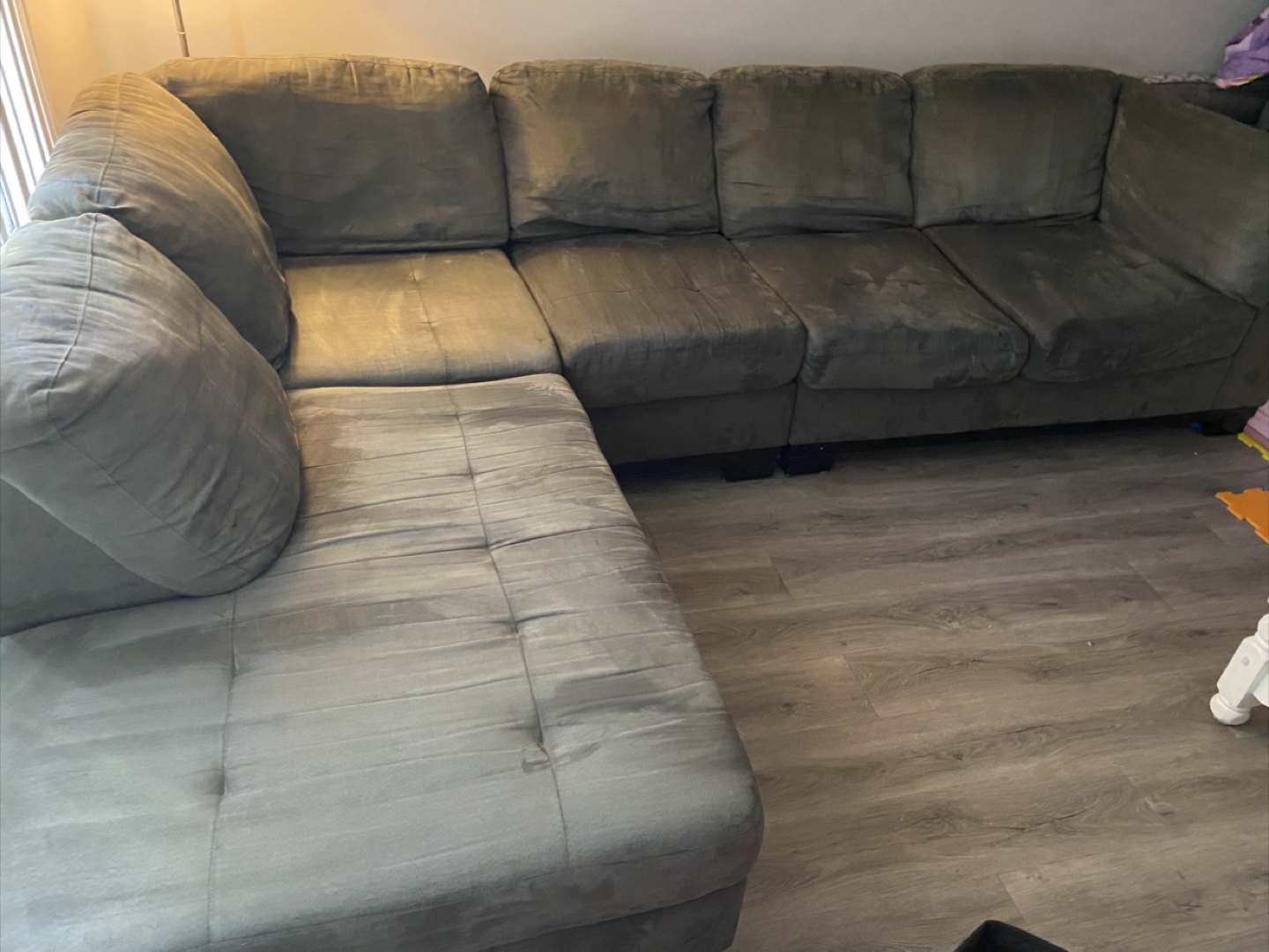Large L-Shaped Sectional Sofa - Grey