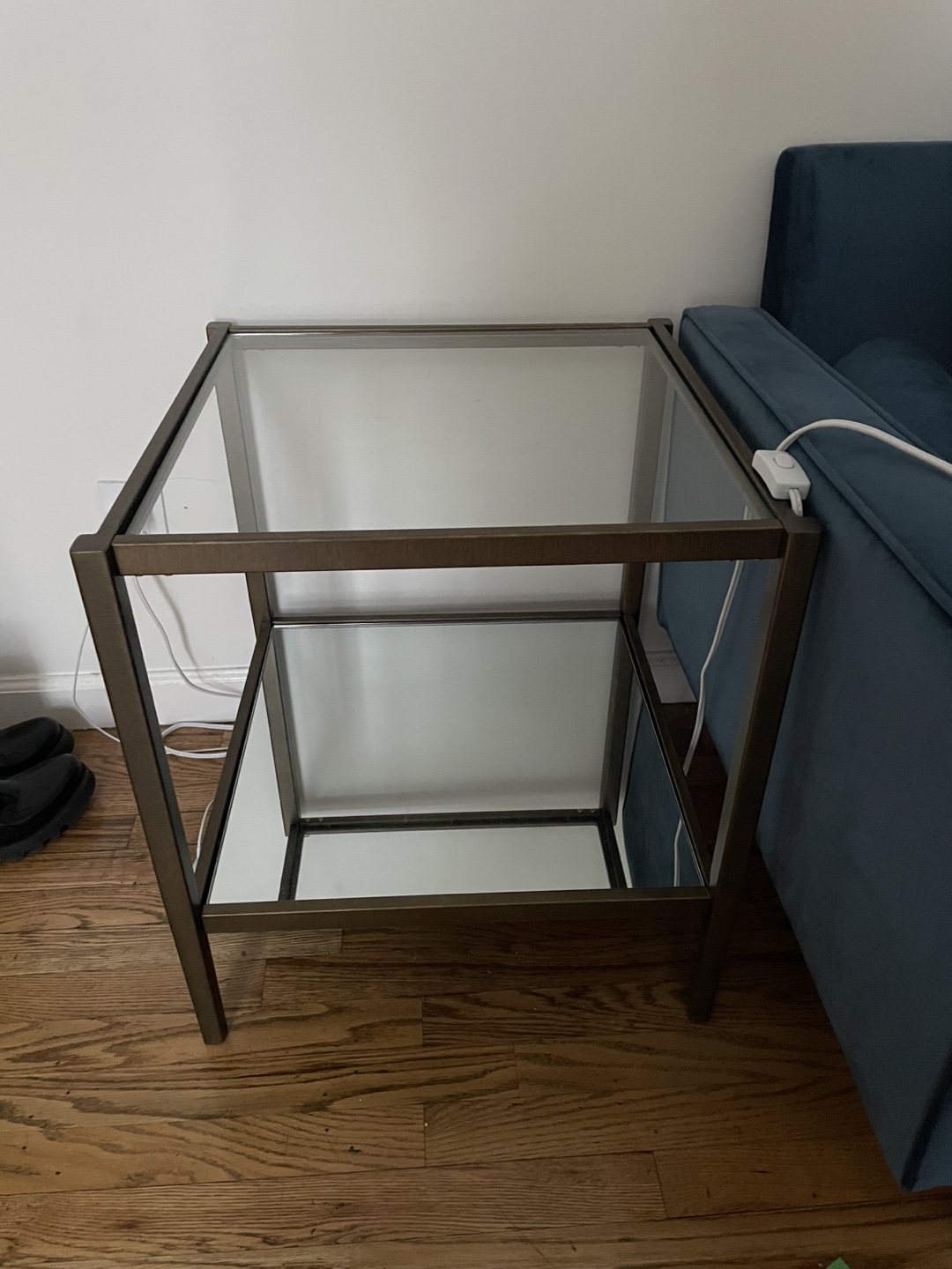 Glass Top Metal Frame End Table
