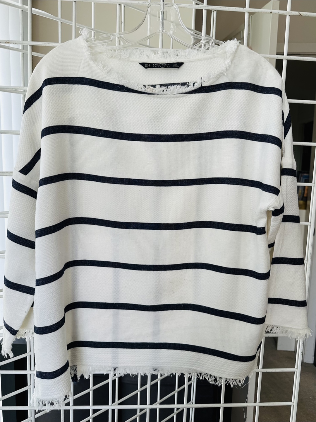Zara Basic Collection Cropped Striped Sweater