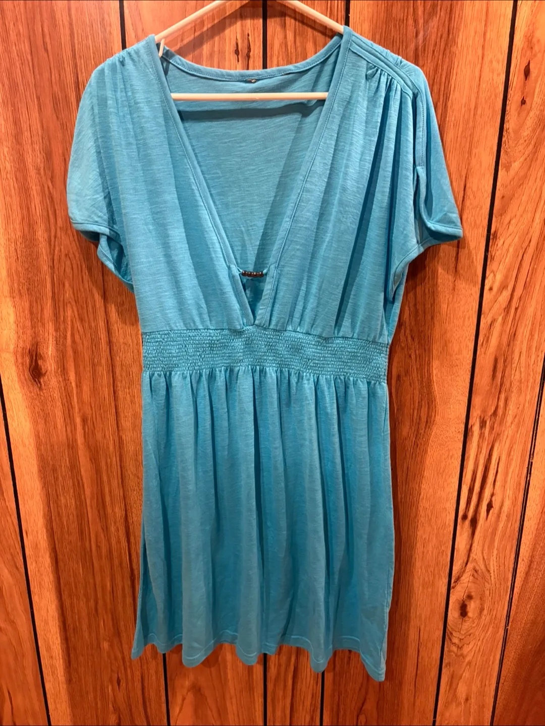 Blue short sleeve dress (Never worn) (Large) (FREE) thumbnail