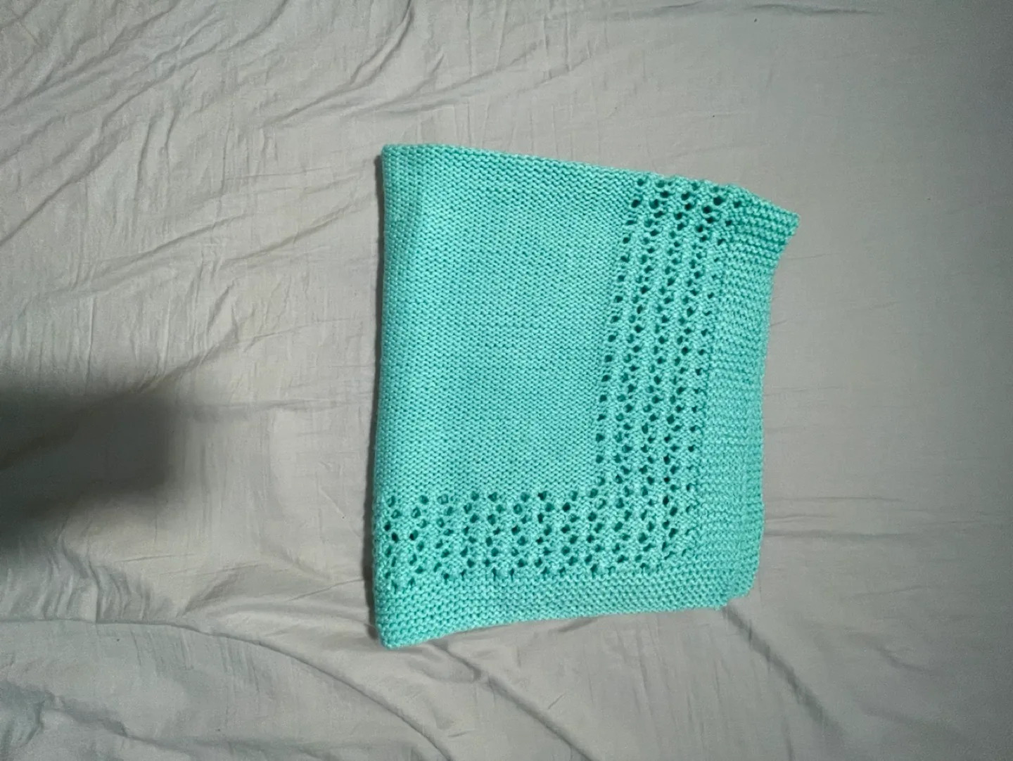 #freecycle  Hand-Knitted Baby Blanket - Mint Green image indicator(2)