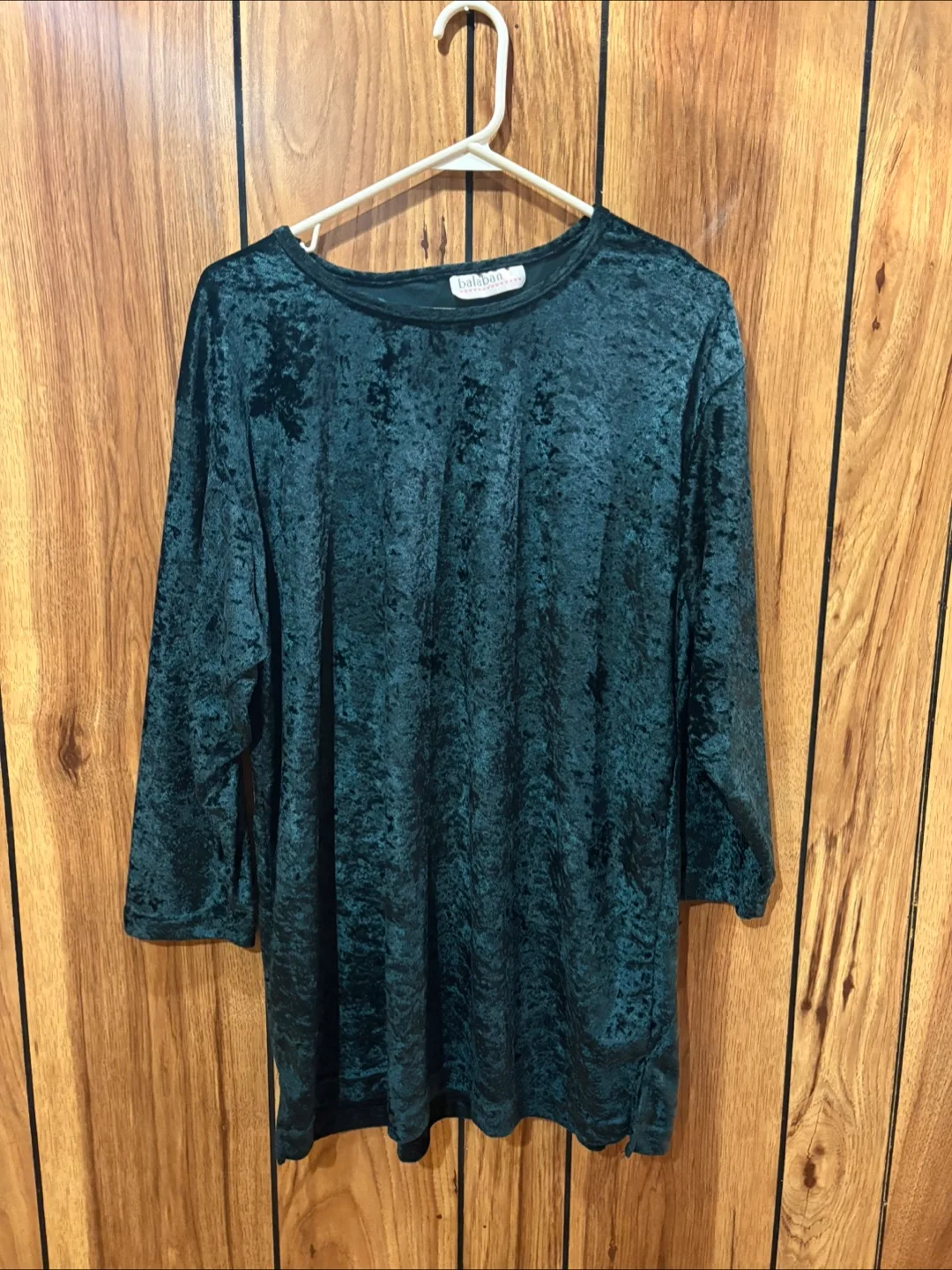 Dark green velvet long sleeve blouse (Large)(FREE) thumbnail