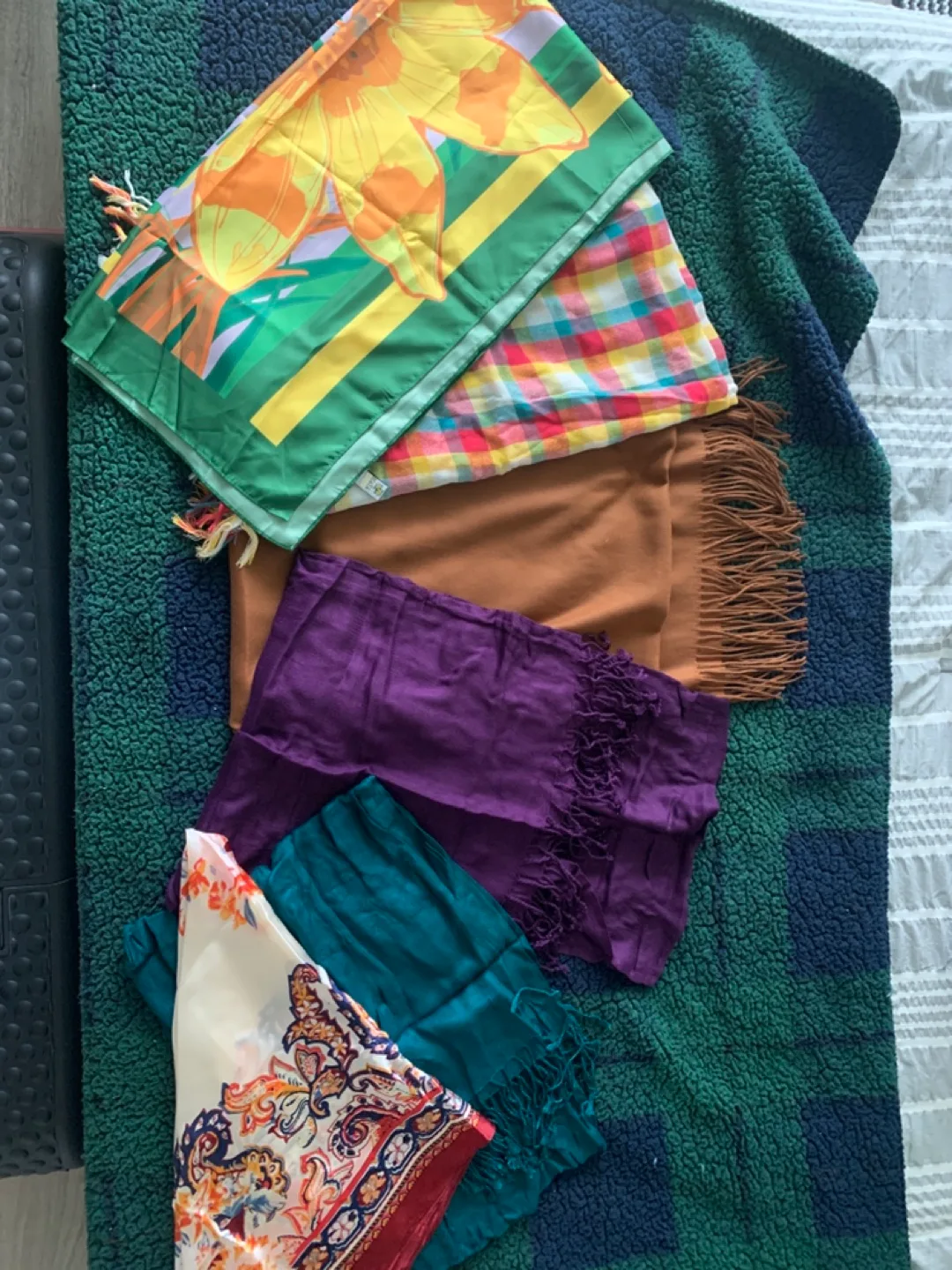 Five Scarves - Assorted Colours and Patterns thumbnail