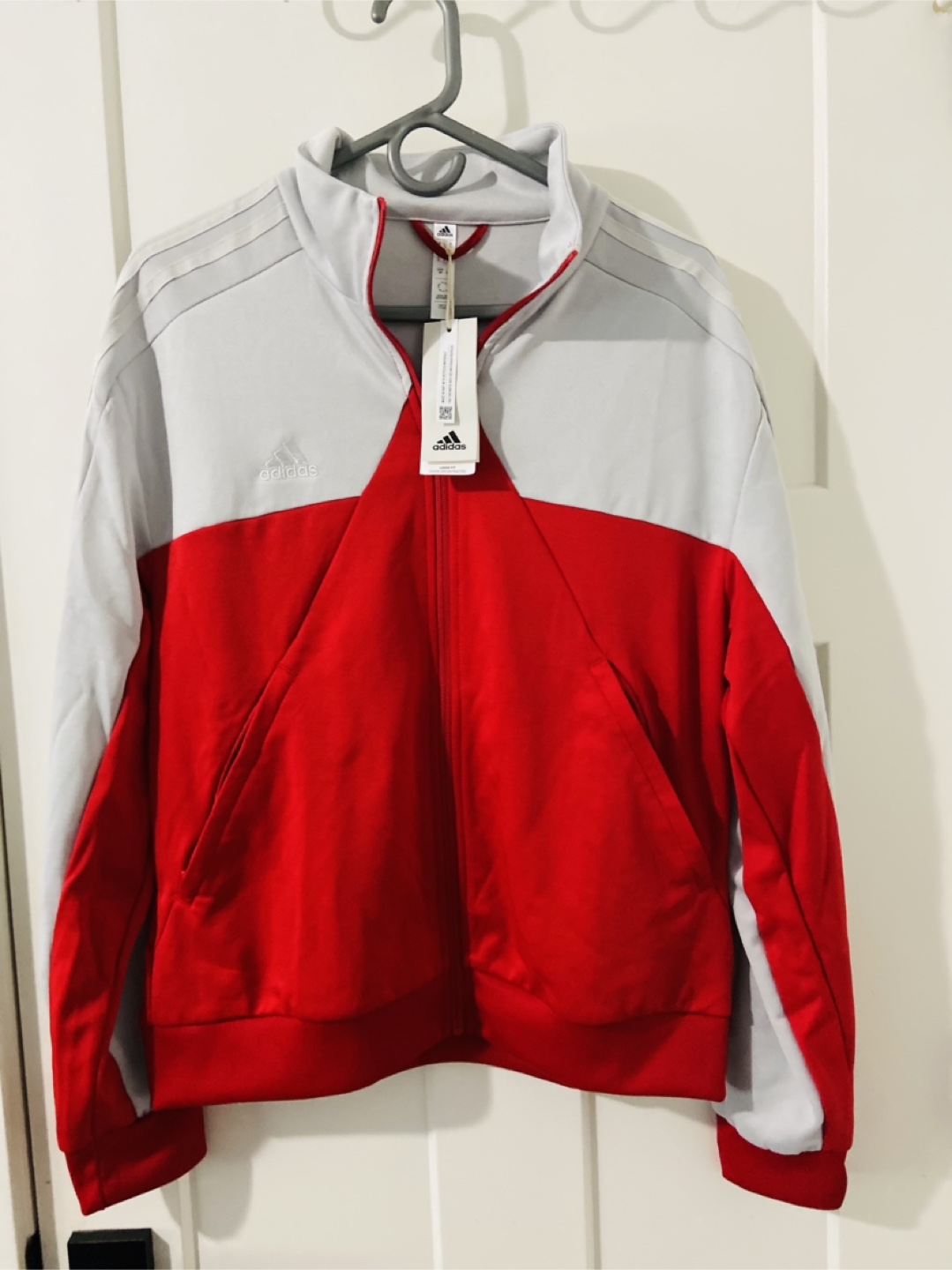 Adidas Red and Grey Track Jacket