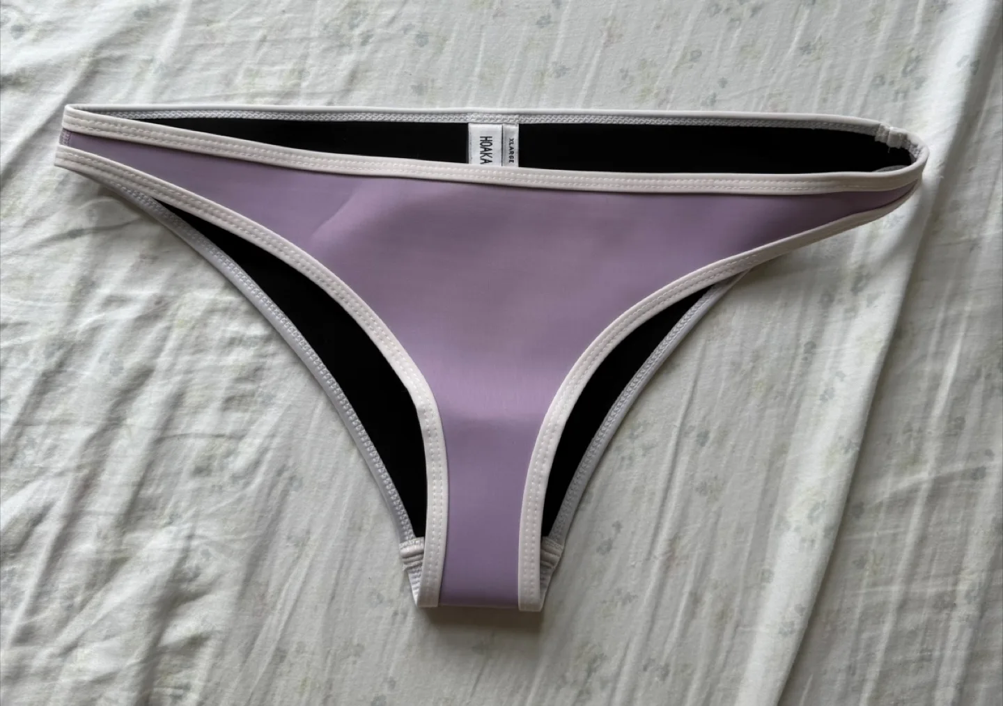 Hoaka Surfing Lilac and White Trim Bikini Bottoms thumbnail