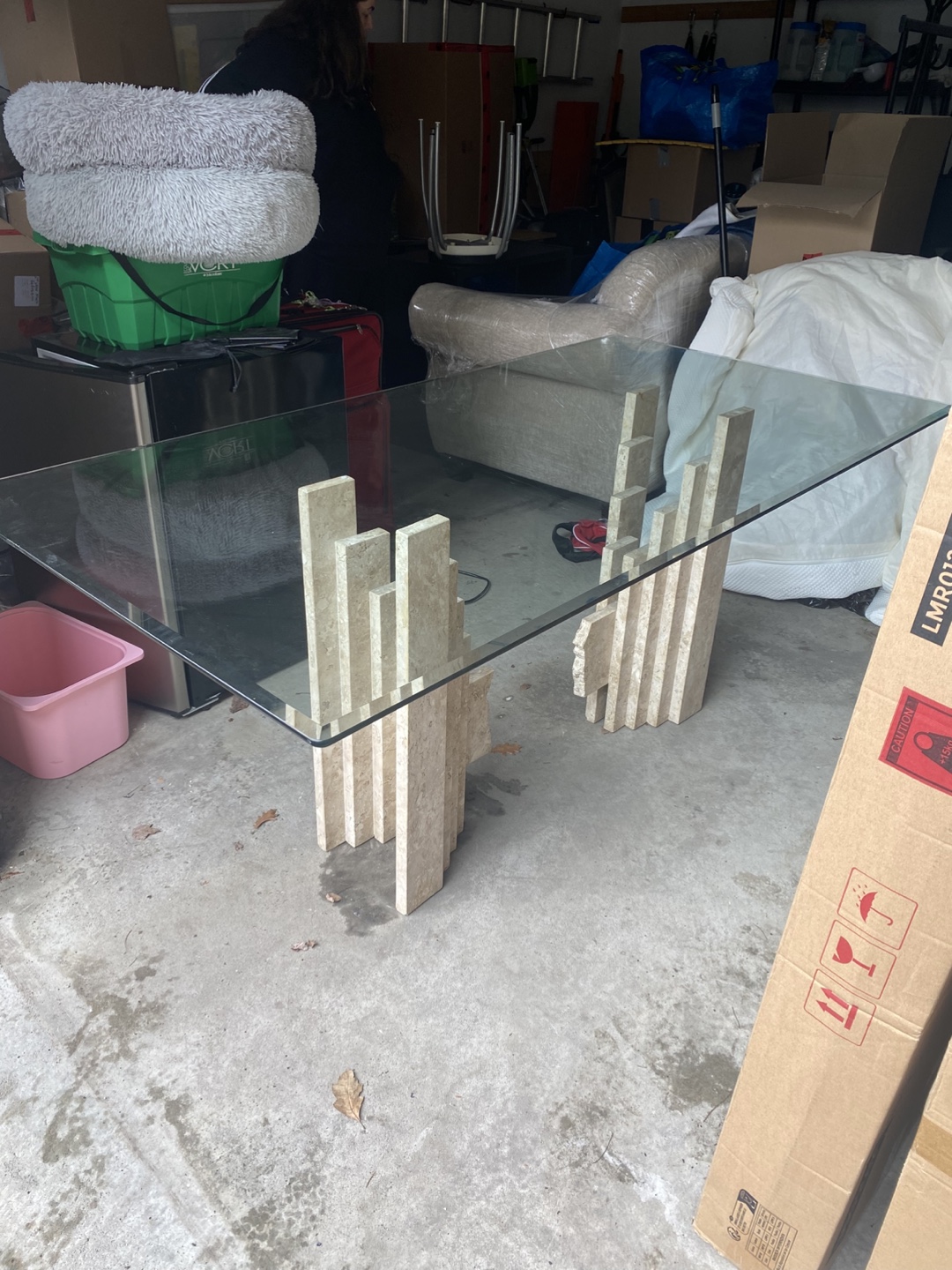 Unique Glass Top Table with Marble Base - photo 4