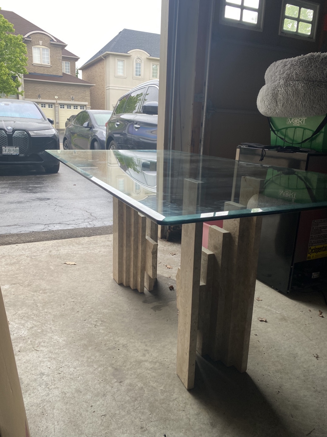 Unique Glass Top Table with Marble Base - photo 2