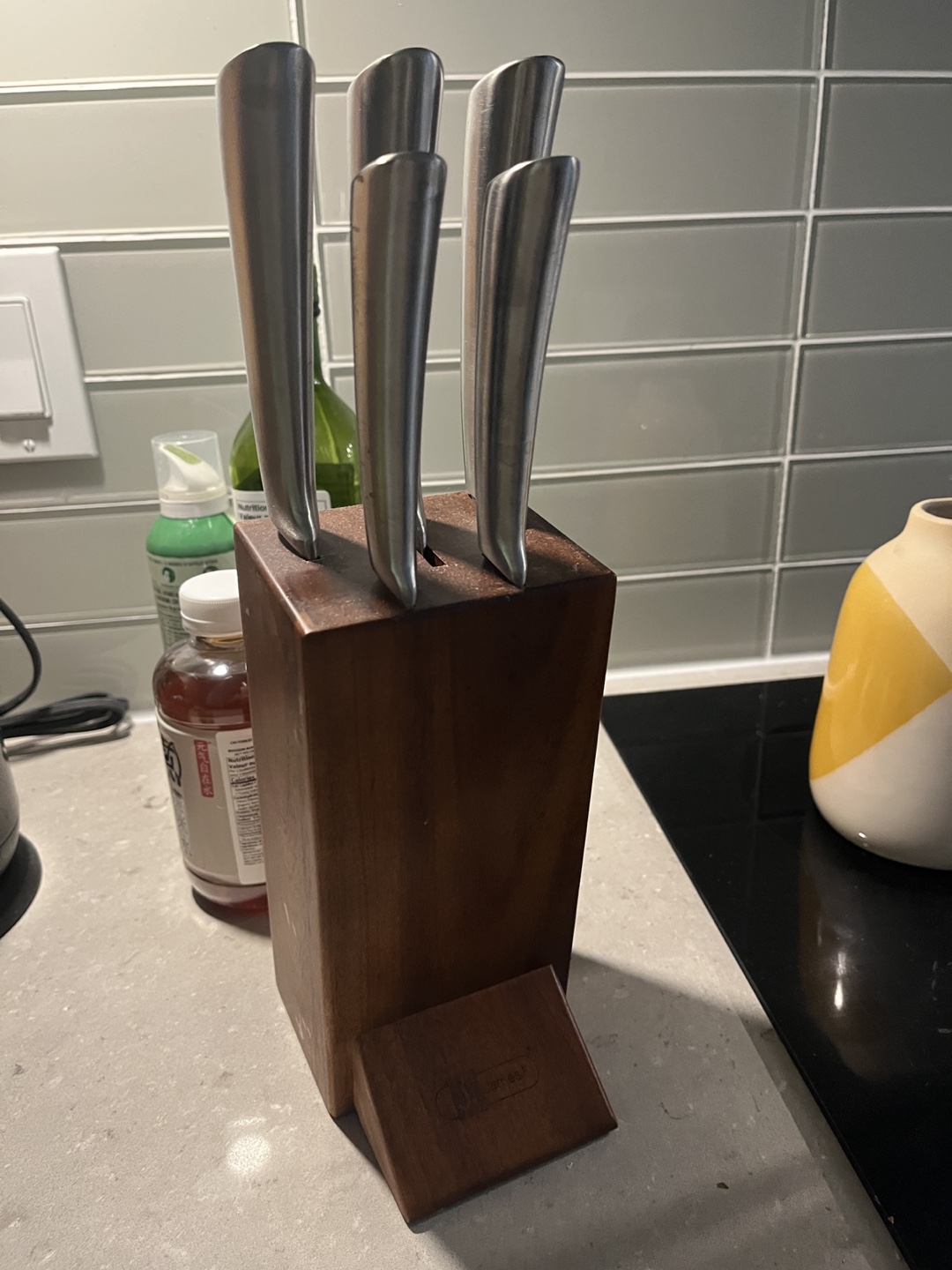 JF JAMES 6-Piece Kitchen Knife Set with Wooden Block