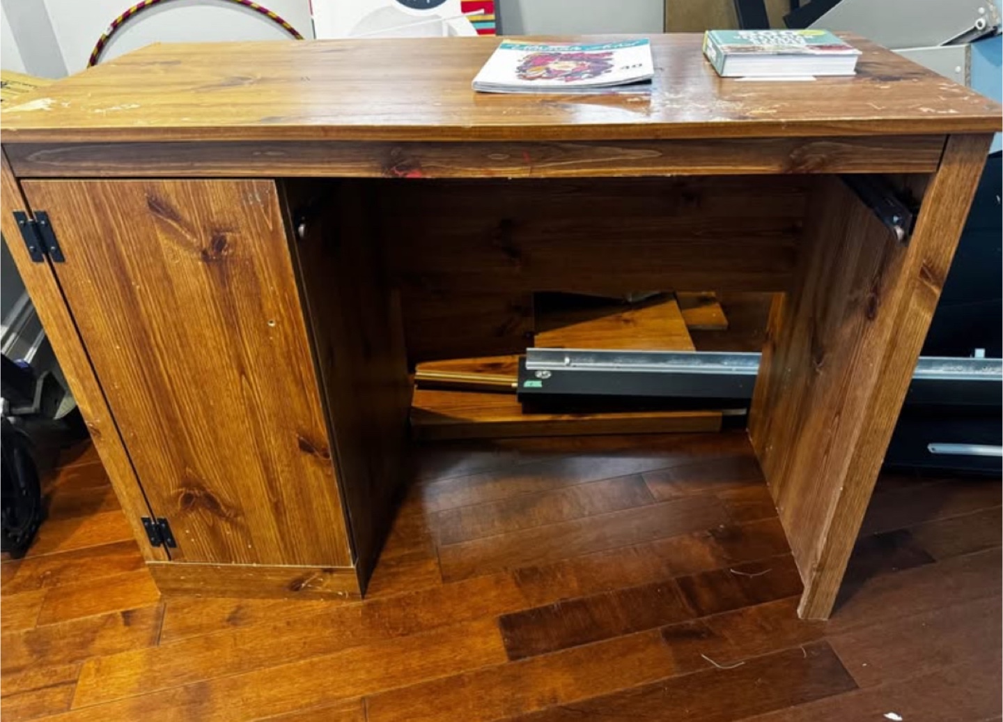 Brown Wooden Desk with Cabinet
