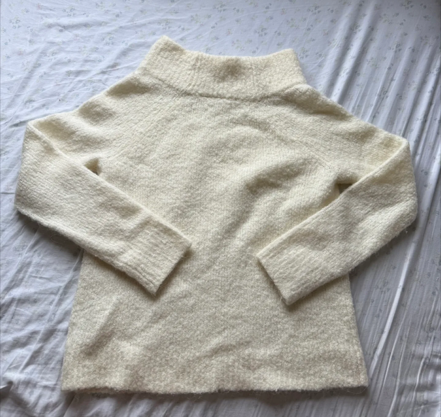 Anthropologie Cream Mock Neck Knit Sweater - Size S thumbnail