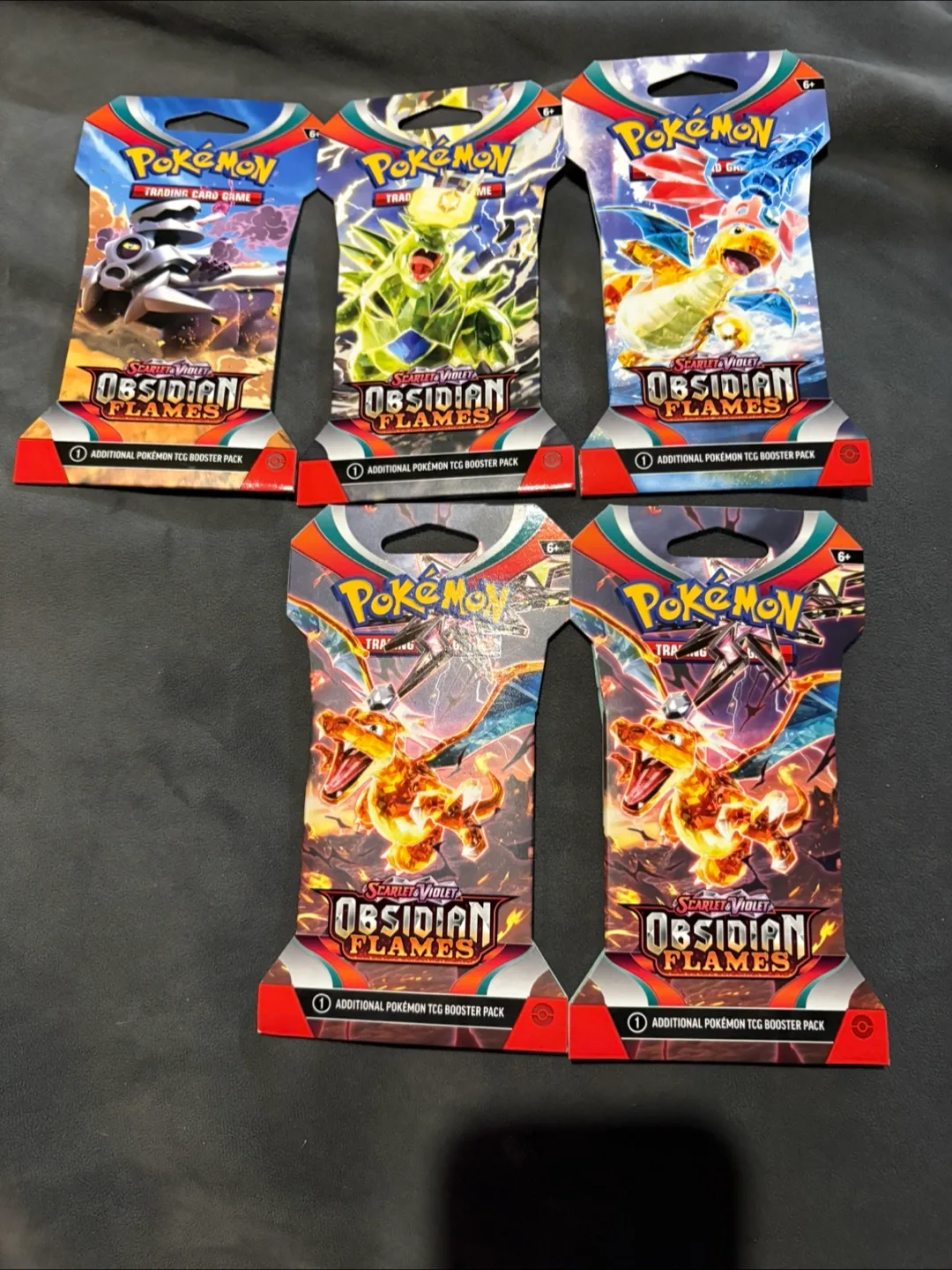 Five Pokémon Obsidian Flames Booster Packs thumbnail