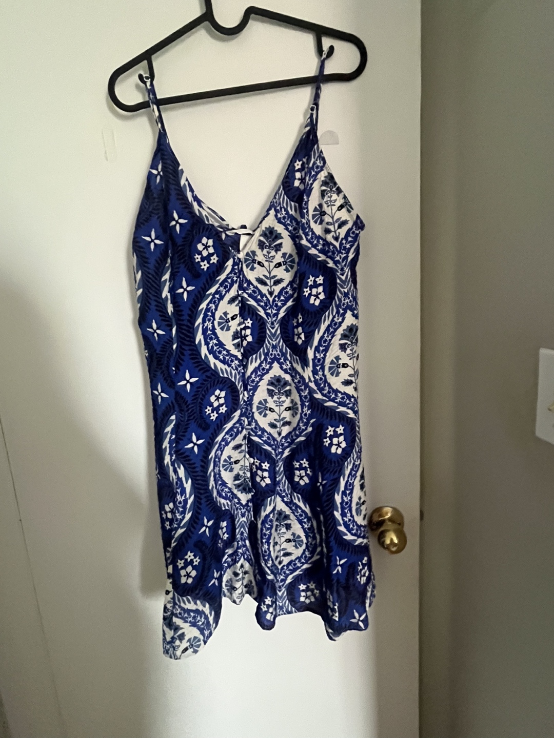 H&M Blue and White Floral Print Mini Dress Size Large