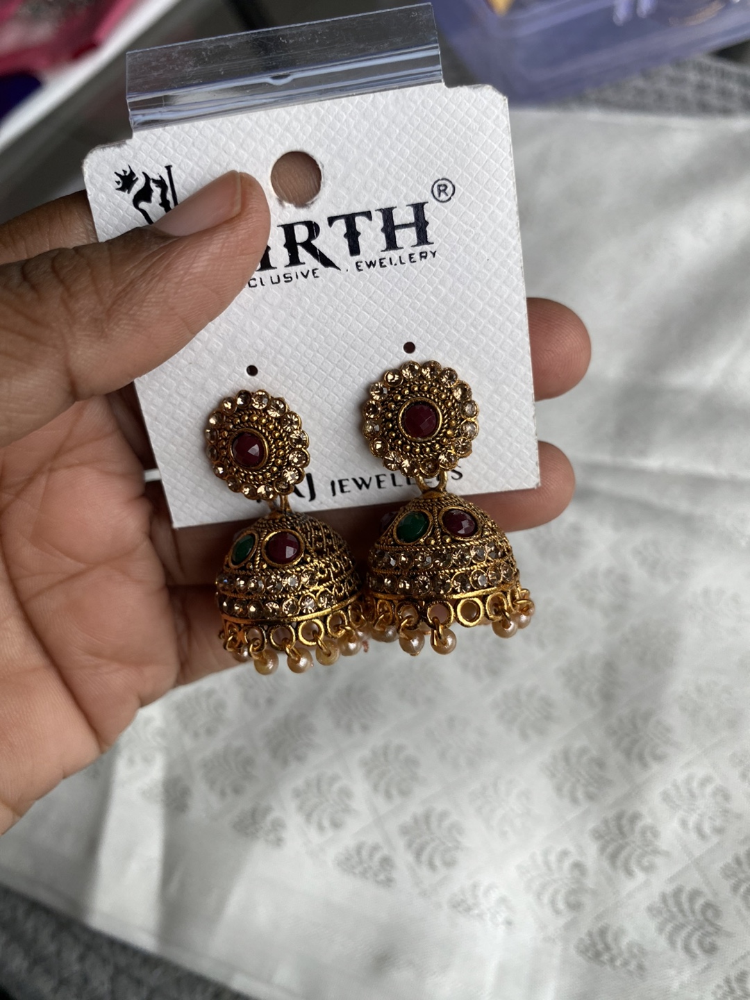 Gold Jhumka Earrings - Set of 5 Pairs - photo 3