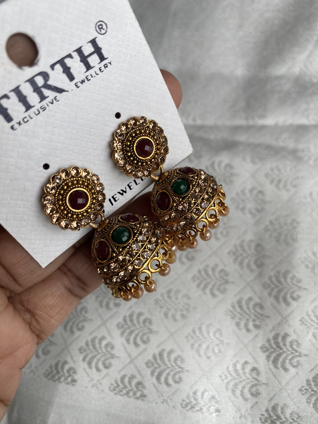 Gold Jhumka Earrings - Set of 5 Pairs - photo 4