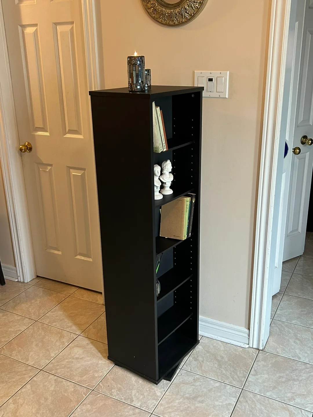 Black Bookcase with Six Shelves on both sides ( turntewable) image indicator(3)