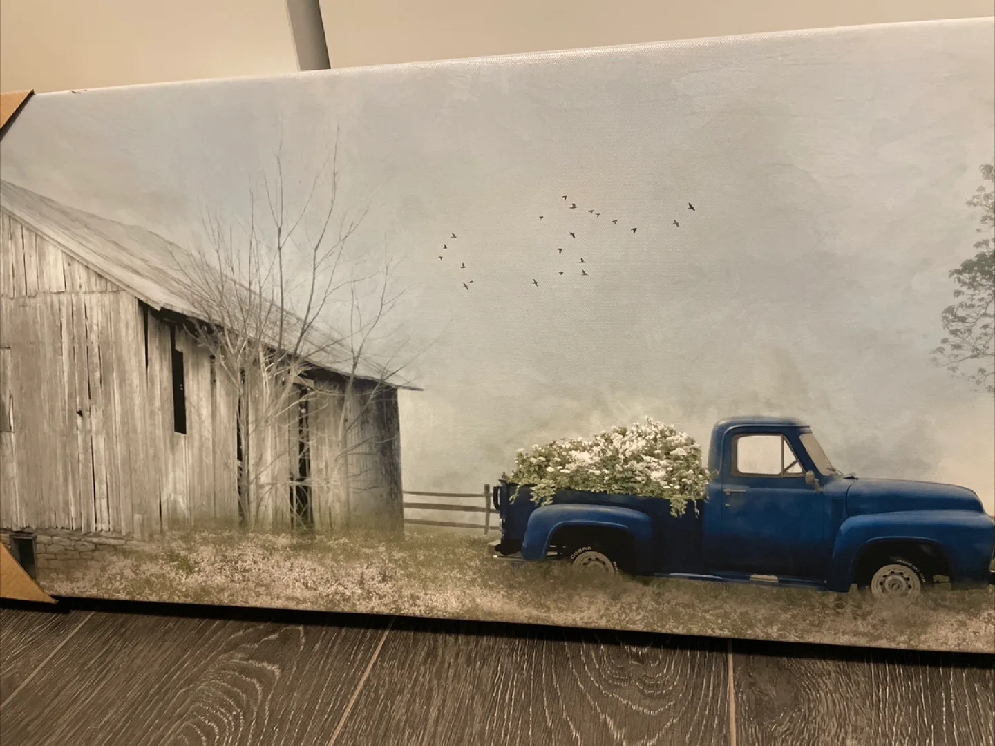 Rustic Farmhouse Canvas Wall Art - Blue Truck and Barn image indicator(3)