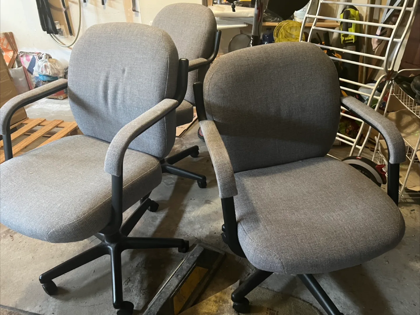 Three Grey Office Chairs thumbnail