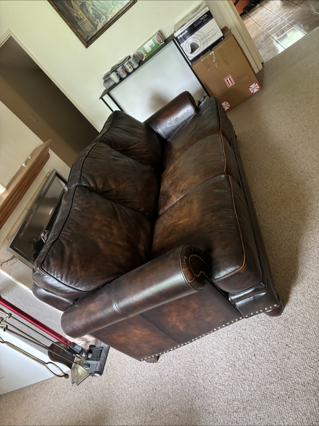 Leather couch - 7 feet long - photo 2
