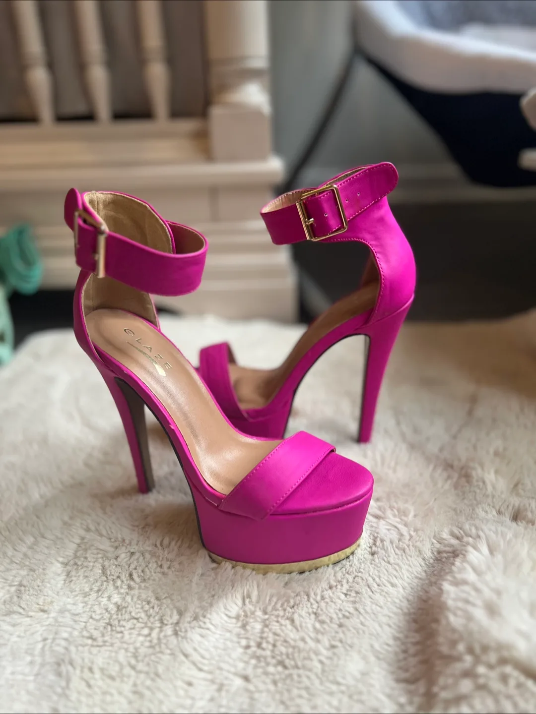 Glaze Pink Platform Heels - 6 inches thumbnail