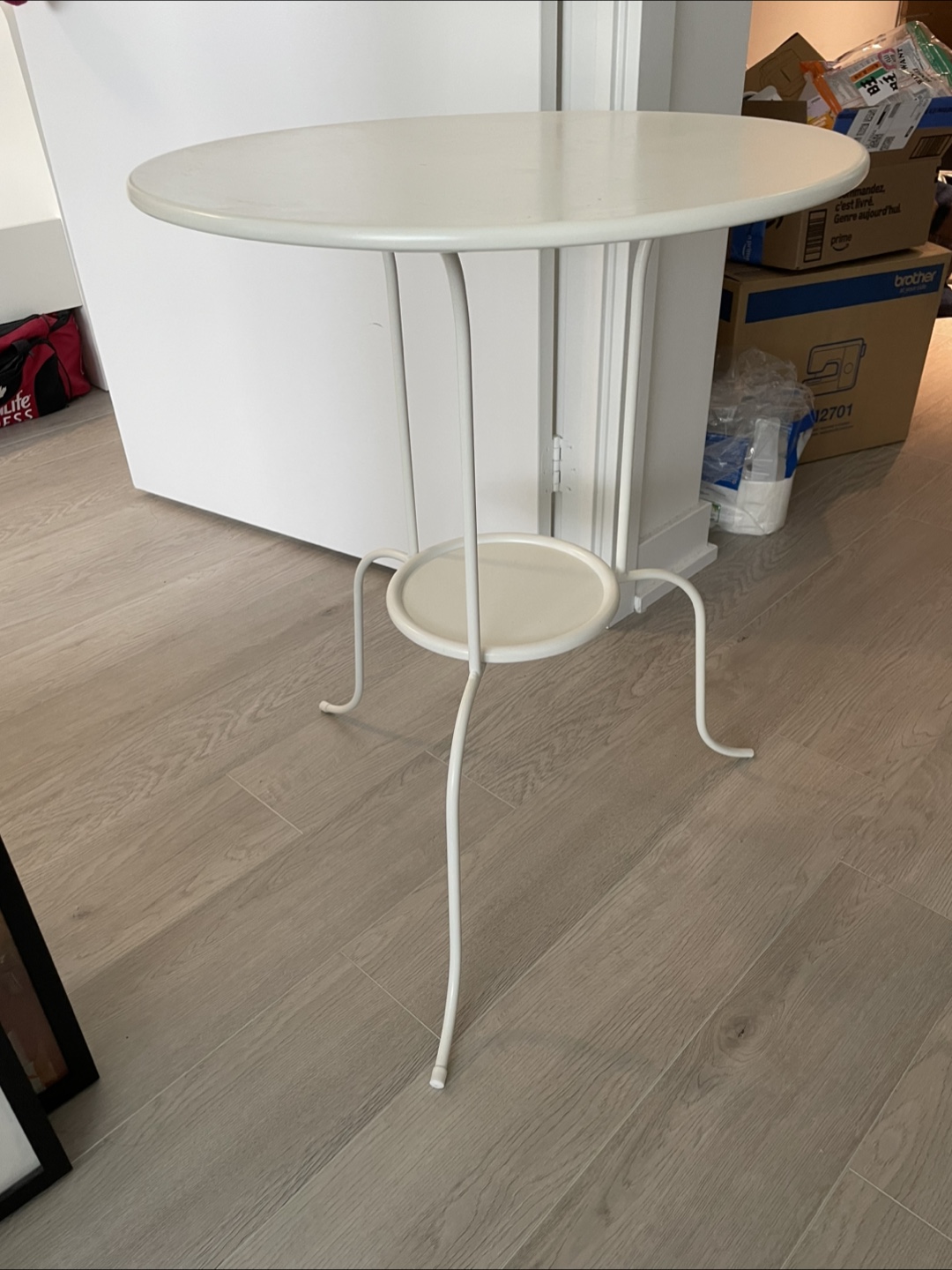 Ikea Lindved White Round Side Table with Lower Shelf - photo 3