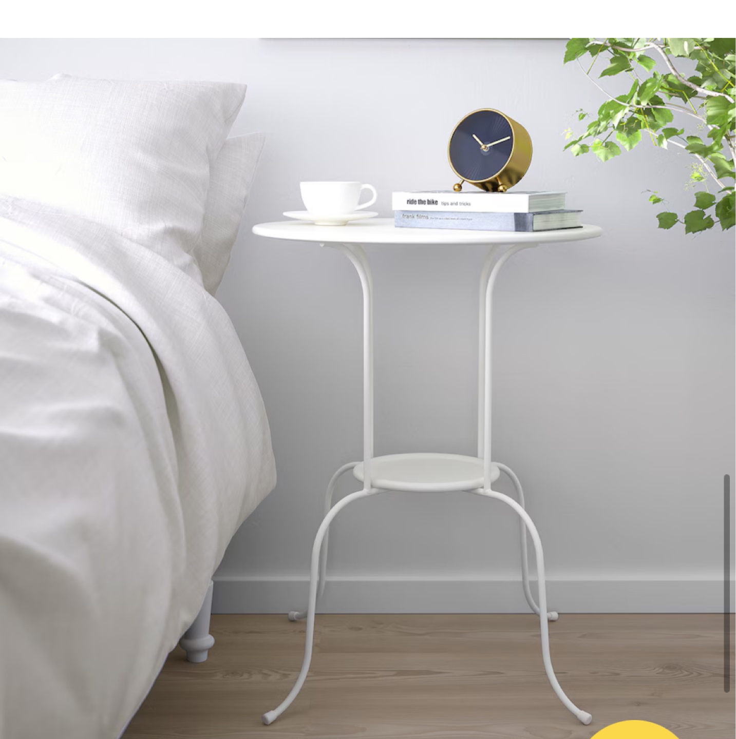 Ikea Lindved White Round Side Table with Lower Shelf - photo 2