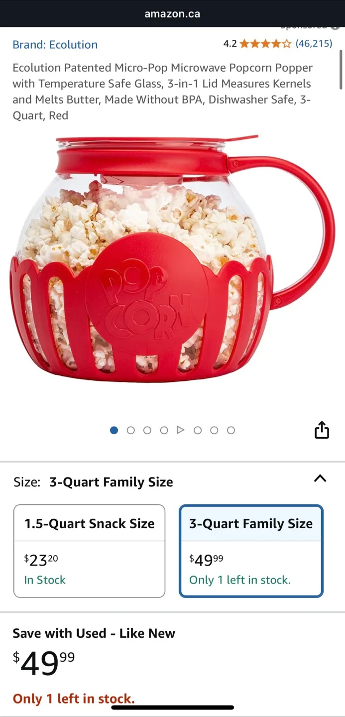 Ecoution 3-Quart Microwave Popcorn Popper - Red image indicator(2)